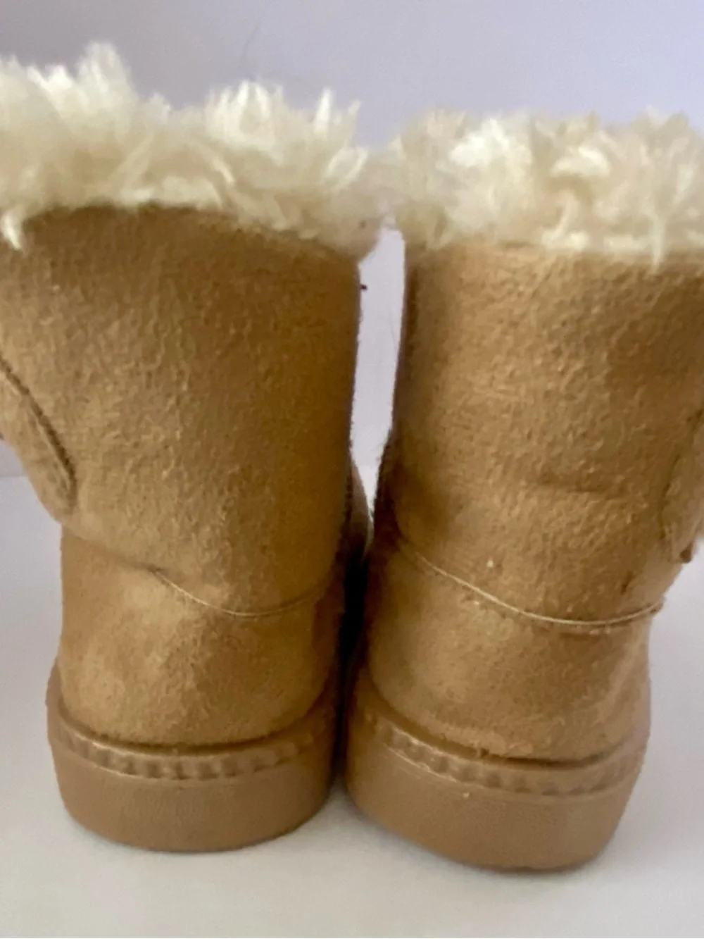 Kids Faux-Suede Winter Boot with Button Accent - Tan